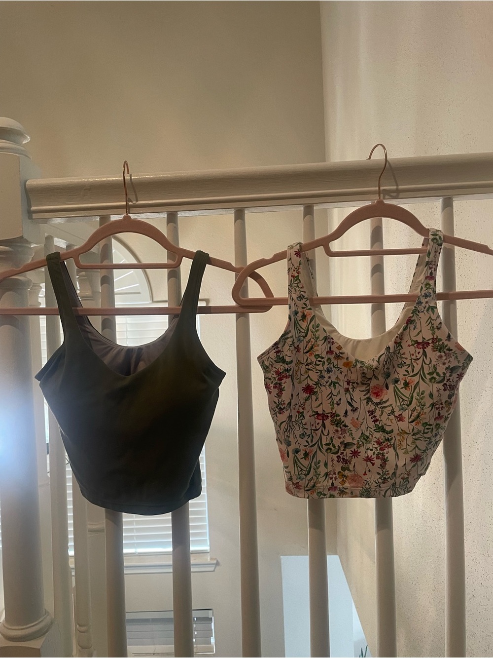 SHEIN Glowmode Floral & Olive Scoop Neck Tank Tops Duo